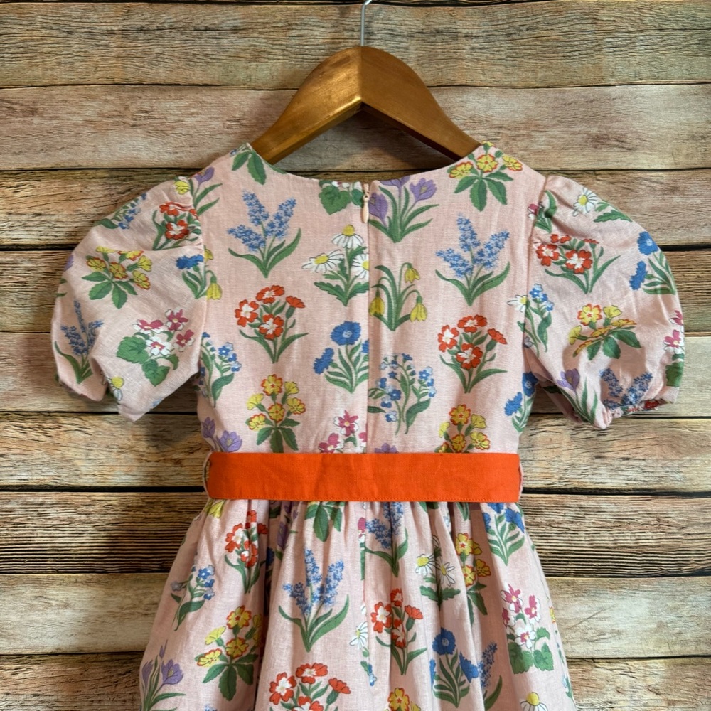 Mini Boden Pink Floral Cotton Linen Vintage Dress in Dusty Pink Flowers Size 5/6 - Picture 7 of 7